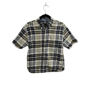 PENDLETON Mens Shirt Blue Gray Plaid Button Front Short Sleeve Casual Sz Small